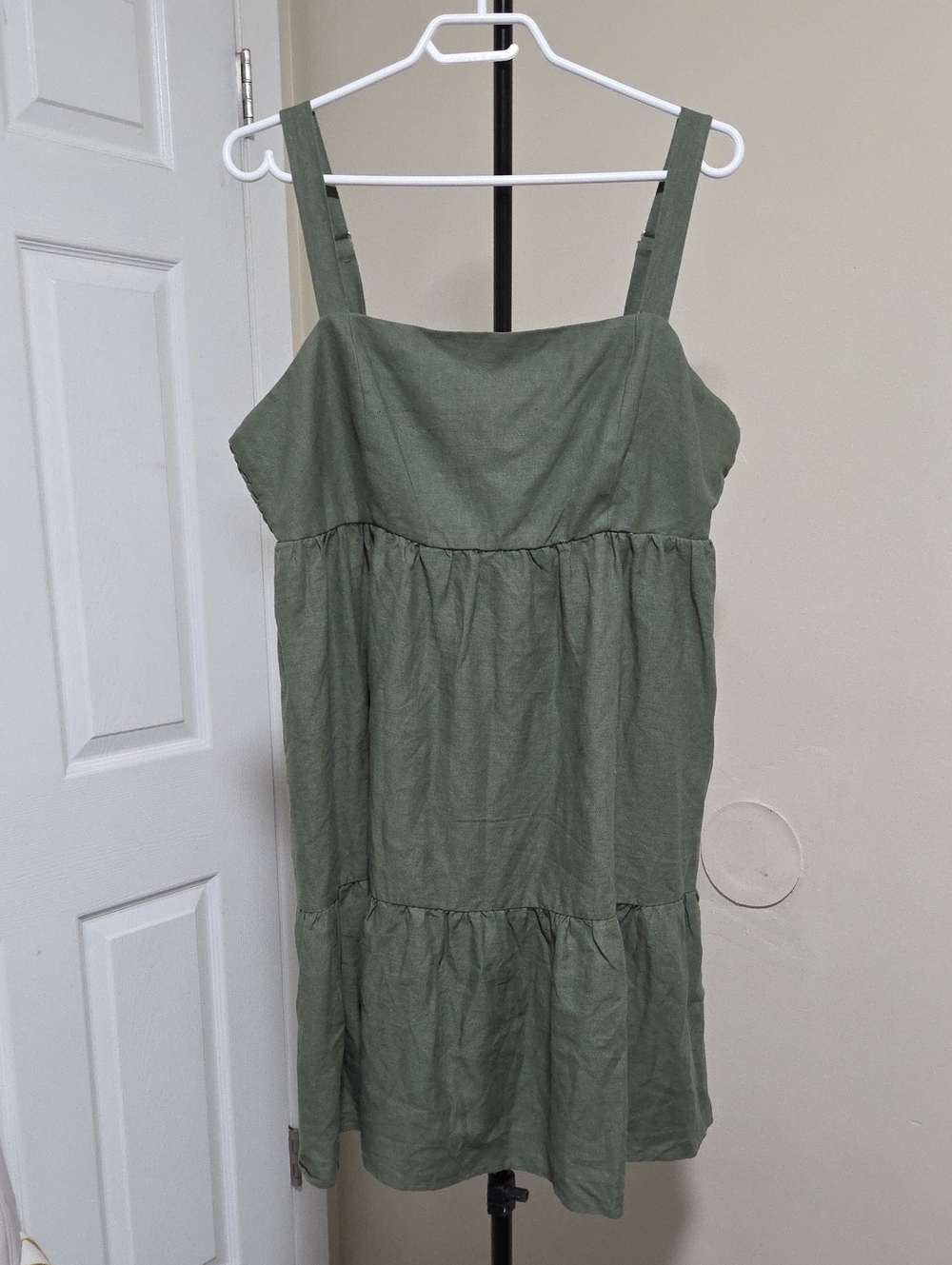 Dalia Olive Green Tiered Mini Sundress